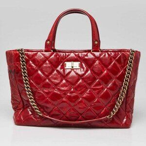 Chanel Red Quilted Glazed Leather Reissue Tote Bag